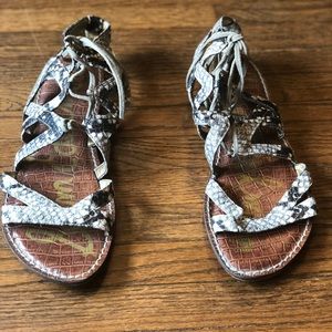 SAM EDELMAN SNAKESKIN GLADIATORS GENTLY WORN